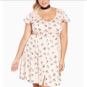 Torrid Pink Birds Retro Style Summer Dress EUC